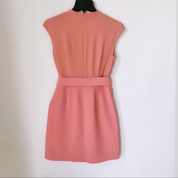 Lafayette 148 New York - Grayson Belted Mixed Midia Sheath Dress Porcela… - Picture 8 of 12